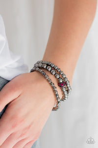 Noticeably Noir- Pink and Gunmetal Bracelets- Paparazzi Accessories