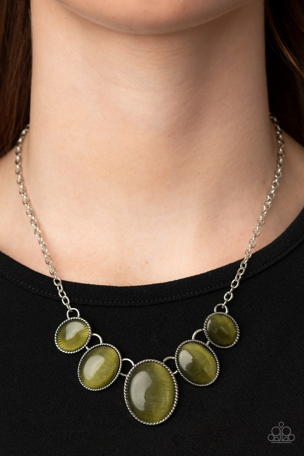 One Can Only GLEAM- Green and Silver Necklace- Paparazzi Accessories
