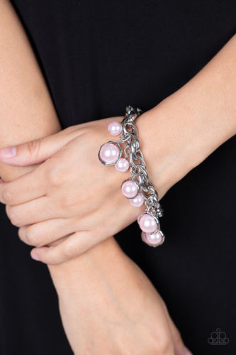 Orbiting Opulence- Pink and Silver Bracelet- Paparazzi Accessories