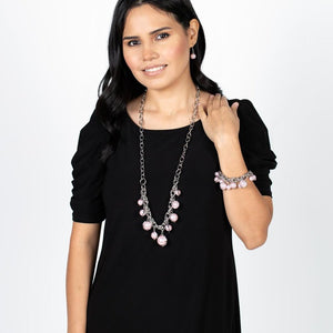 Orbiting Opulence- Pink and Silver Bracelet- Paparazzi Accessories