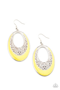 Orchard Bliss- Yellow and Silver Earrings- Paparazzi Accessories