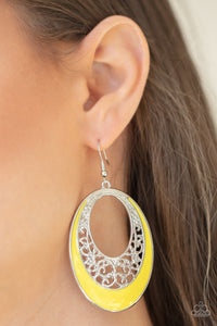 Orchard Bliss- Yellow and Silver Earrings- Paparazzi Accessories