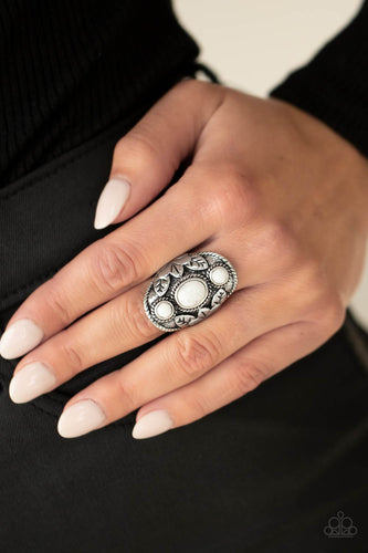 PALMS Up- White and Silver Ring- Paparazzi Accessories