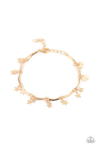 Party In The USA- Gold Bracelet- Paparazzi Accessories