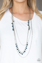 Load image into Gallery viewer, Pearl Pageant- Blue and Silver Necklace- Paparazzi Accessories