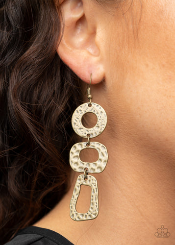 Prehistoric Prowl- Brass Earrings- Paparazzi Accessories