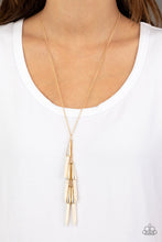 Load image into Gallery viewer, PRIMITIVE And Proper- White and Gold Necklace- Paparazzi Accessories