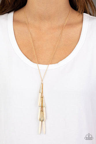 PRIMITIVE And Proper- White and Gold Necklace- Paparazzi Accessories