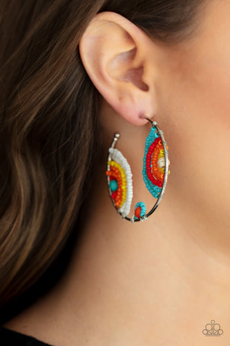 Rainbow Horizons- Multicolored Silver Earrings- Paparazzi Accessories