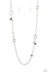 Sandstone Safari- Green and Silver Necklace- Paparazzi Accessories