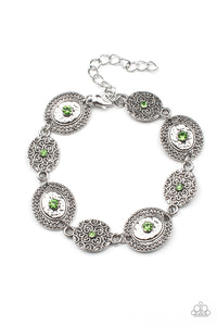 Secret Garden Glamour- Green and Silver Bracelet- Paparazzi Accessories