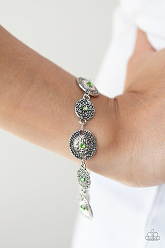 Secret Garden Glamour- Green and Silver Bracelet- Paparazzi Accessories