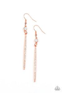 Skyscraping Shimmer- White and Copper Earrings- Paparazzi Accessories