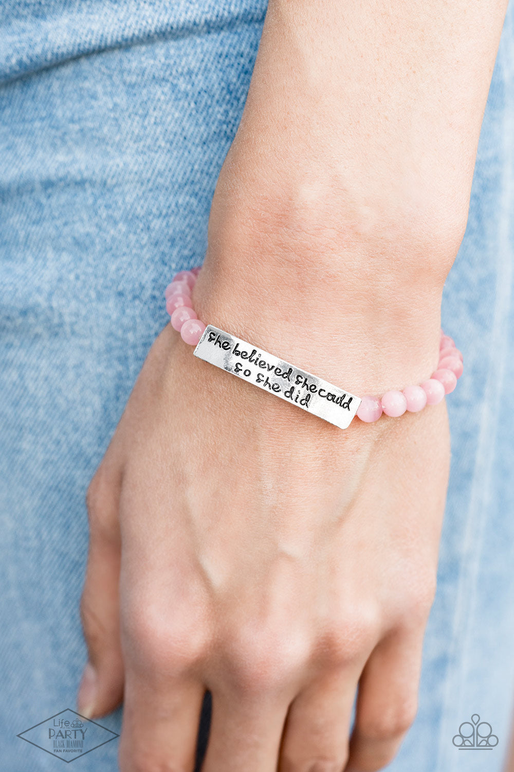 So She Did- Pink and Silver Bracelet- Paparazzi Accessories