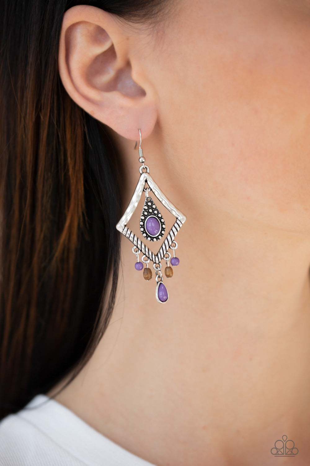 Southern Sunsets- Purple and Silver Earrings- Paparazzi Accessories