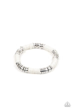 Load image into Gallery viewer, Stacked In Your Favor- White and Silver Bracelet- Paparazzi Accessories