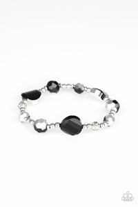 Starry-Eyed Elegance- Black and Silver Bracelet- Paparazzi Accessories