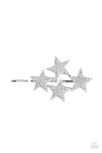 Stellar Celebration- White and Silver Hair Pin- Paparazzi Accessories