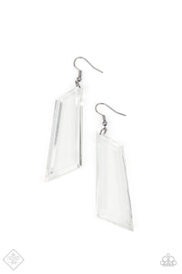 The Final Cut- White and Gunmetal Earrings- Paparazzi Accessories