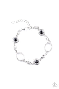Wedding Day Demure- Black and Silver Bracelet- Paparazzi Accessories