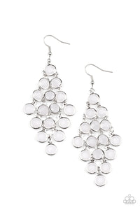 With All DEW Respect- White and Silver Earrings- Paparazzi Accessories