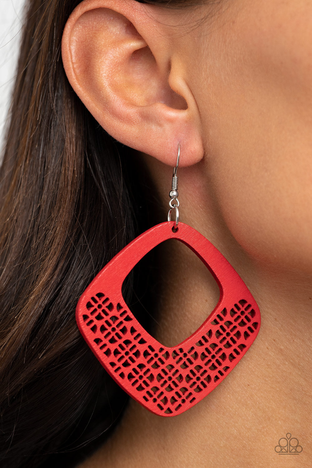 WOOD You Rather- Red Earrings- Paparazzi Accessories