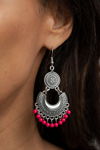 Yes I CANCUN- Pink and Silver Earrings- Paparazzi Accessories