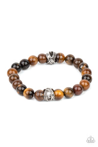 ZEN Commandments- Brown and Silver Bracelet- Paparazzi Accessories