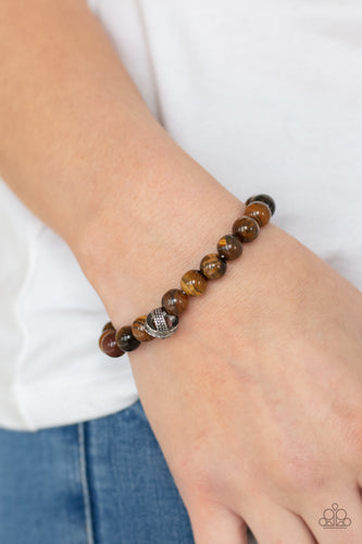 ZEN Commandments- Brown and Silver Bracelet- Paparazzi Accessories