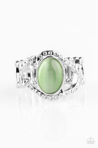 Moulin Moon- Green and Silver Ring- Paparazzi Accessories