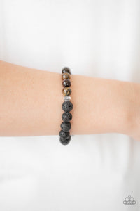 Relaxation- Brown and Black Lava Rock Bracelet- Paparazzi Accessories