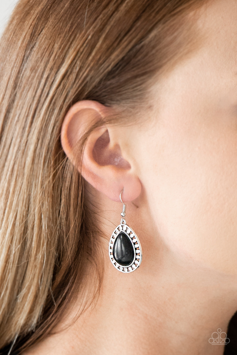 Sahara Serenity- Black and Silver Earrings- Paparazzi Accessories