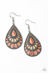 Westside Wildside- Orange and Silver Earrings- Paparazzi Accessories