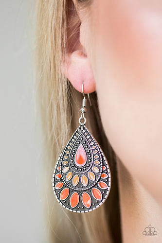 Westside Wildside- Orange and Silver Earrings- Paparazzi Accessories