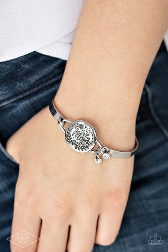 The Mom Life - White and Silver Bracelet- Paparazzi Accessories