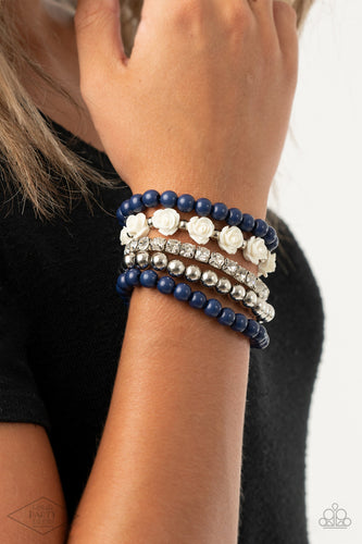 Rose Garden Grandeur - Blue and Silver Bracelets- Paparazzi Accessories