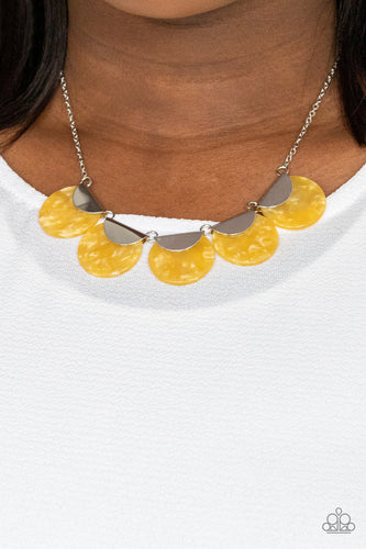 Mermaid Oasis - Yellow and Silver Necklace- Paparazzi Accessories