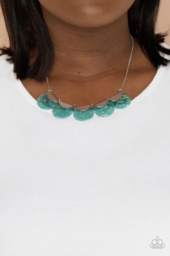 Mermaid Oasis - Blue and Silver Necklace- Paparazzi Accessories