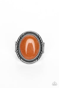 Stone Terrarium - Orange and Silver Ring- Paparazzi Accessories