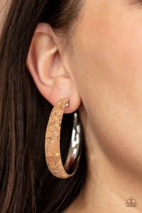 A CORK In The Road - Brown and Silver Earrings- Paparazzi Accessories