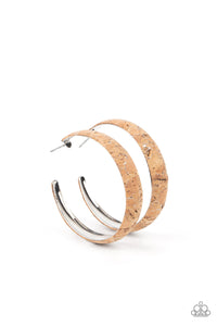 A CORK In The Road - Brown and Silver Earrings- Paparazzi Accessories