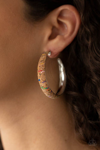 A CORK In The Road - Multicolored Silver Earrings- Paparazzi Accessories