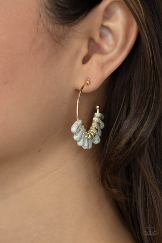 Poshly Primitive - White and Gold Earrings- Paparazzi Accessories
