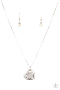 Happily Heartwarming - White and Silver Necklace- Paparazzi Accessories