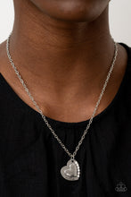 Load image into Gallery viewer, Happily Heartwarming - White and Silver Necklace- Paparazzi Accessories