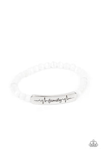 Family is Forever - White and Silver Bracelet- Paparazzi Accessories