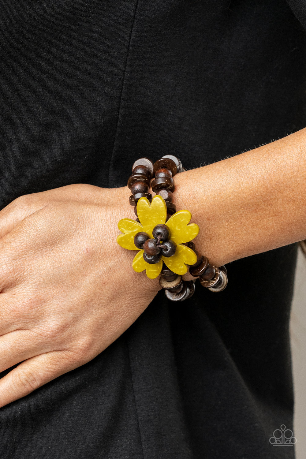 Tropical Flavor - Yellow and Brown Bracelet- Paparazzi Accessories
