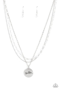 Promoted to Grandma - White and Silver Necklace- Paparazzi Accessories