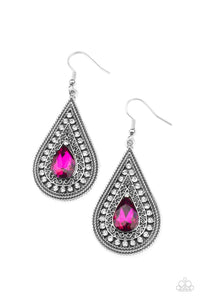 Metro Masquerade - Pink and Silver Earrings- Paparazzi Accessories