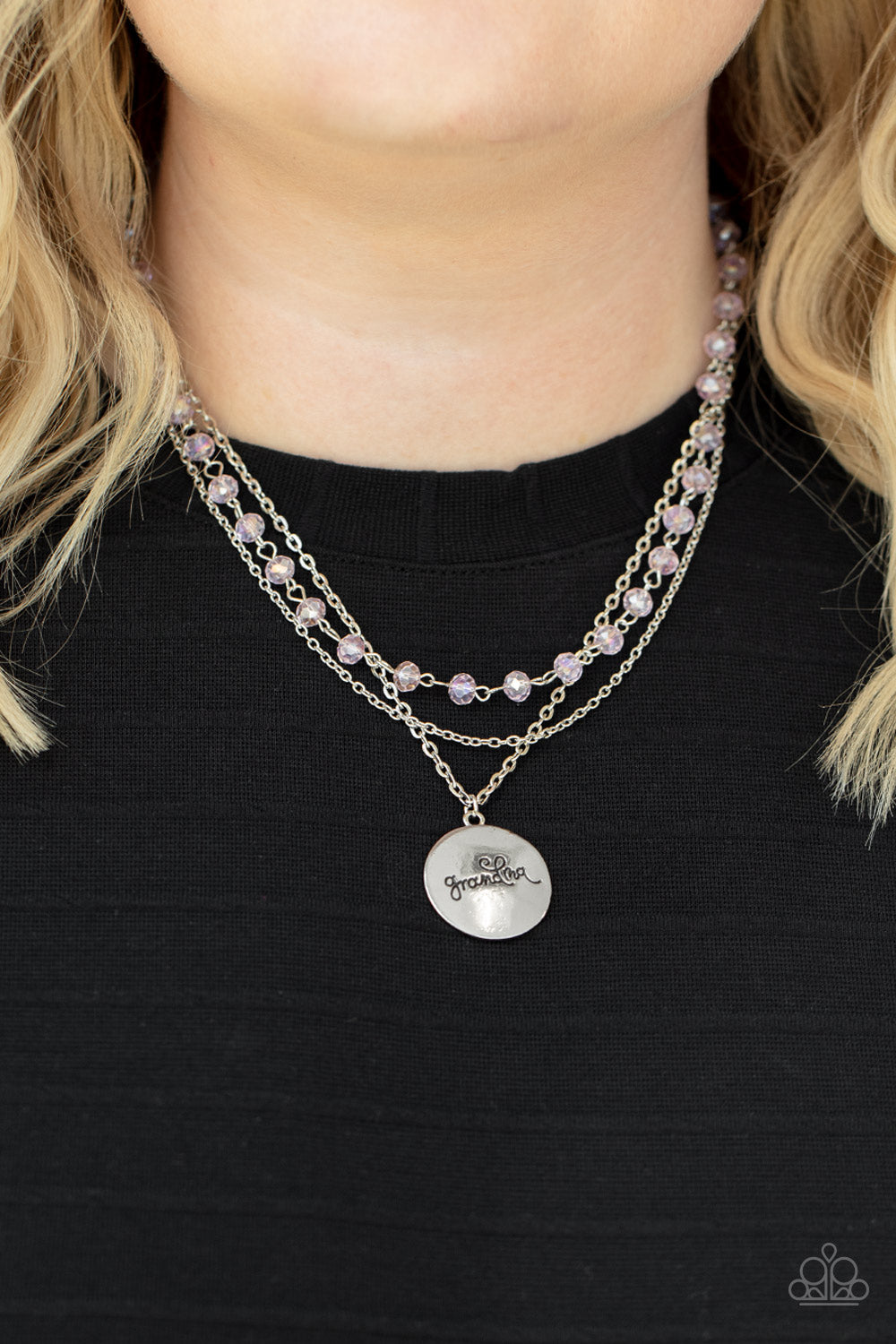 Promoted to Grandma - Pink and Silver Necklace- Paparazzi Accessories